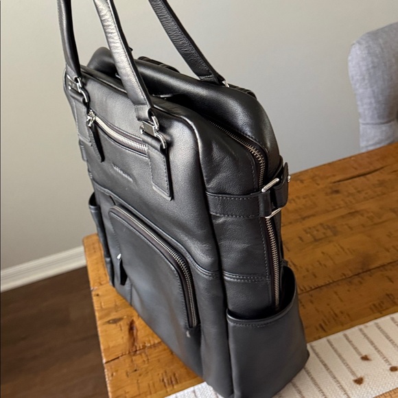 Black Leather Backpack by Bison Denim - Picture 3 of 7